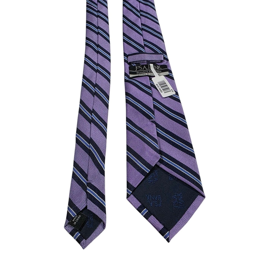 Jos. A. Bank Striped Silk Dress Tie Traveler's Collection Stain Resistant Purple - Picture 8 of 12